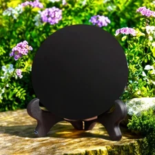 Black Obsidian Mirror Divination 8cm Reiki Healing Energy Tool  Home Decor Gift