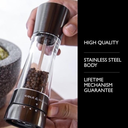 Elegant Gunmetal Pepper Mill - 6 Adjustable Grinding Levels for Flavorful Meals - Picture 4 of 11