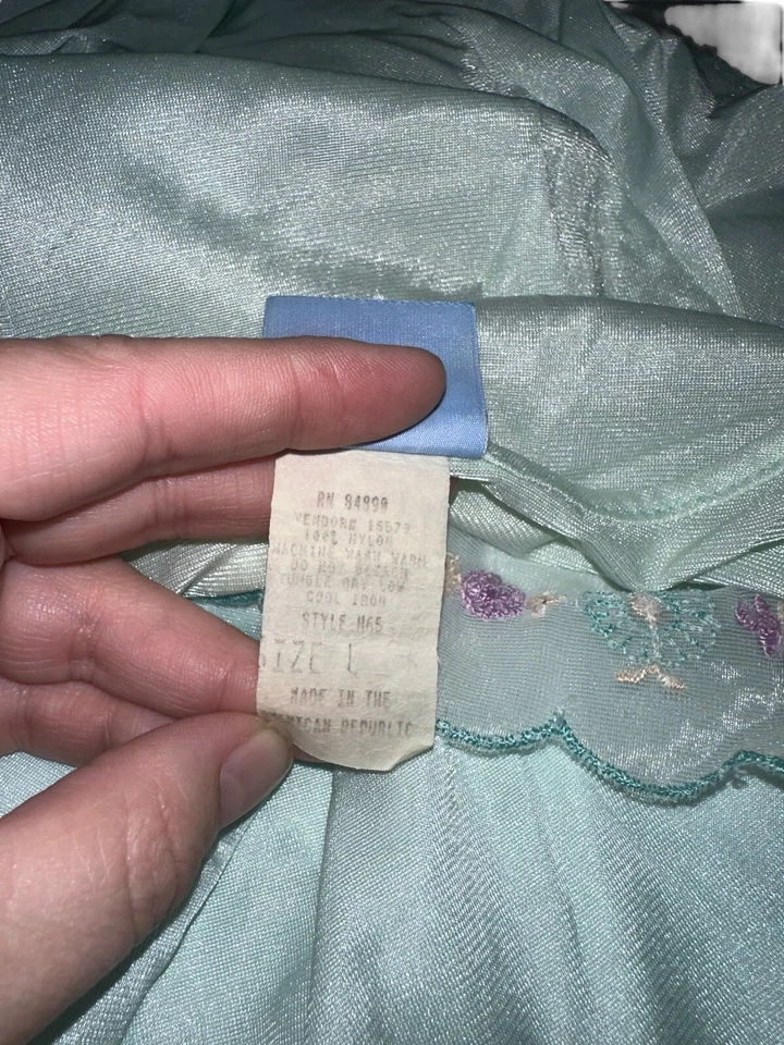 Camisón Habands Moon Beams de nailon sedoso talla L azul manga corta bordado Foto 4 de 4