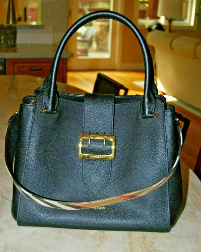 BURBERRY schwarz Medium Schnalle Nova Check Schulterriemen Umhängetasche Beuteltasche Handtasche