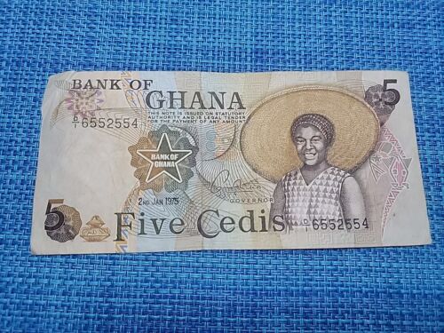 ๐ฌ๐ญ Ghana 5 cedis 2 January 1975 P-15a P-15 banknotes 120924-7