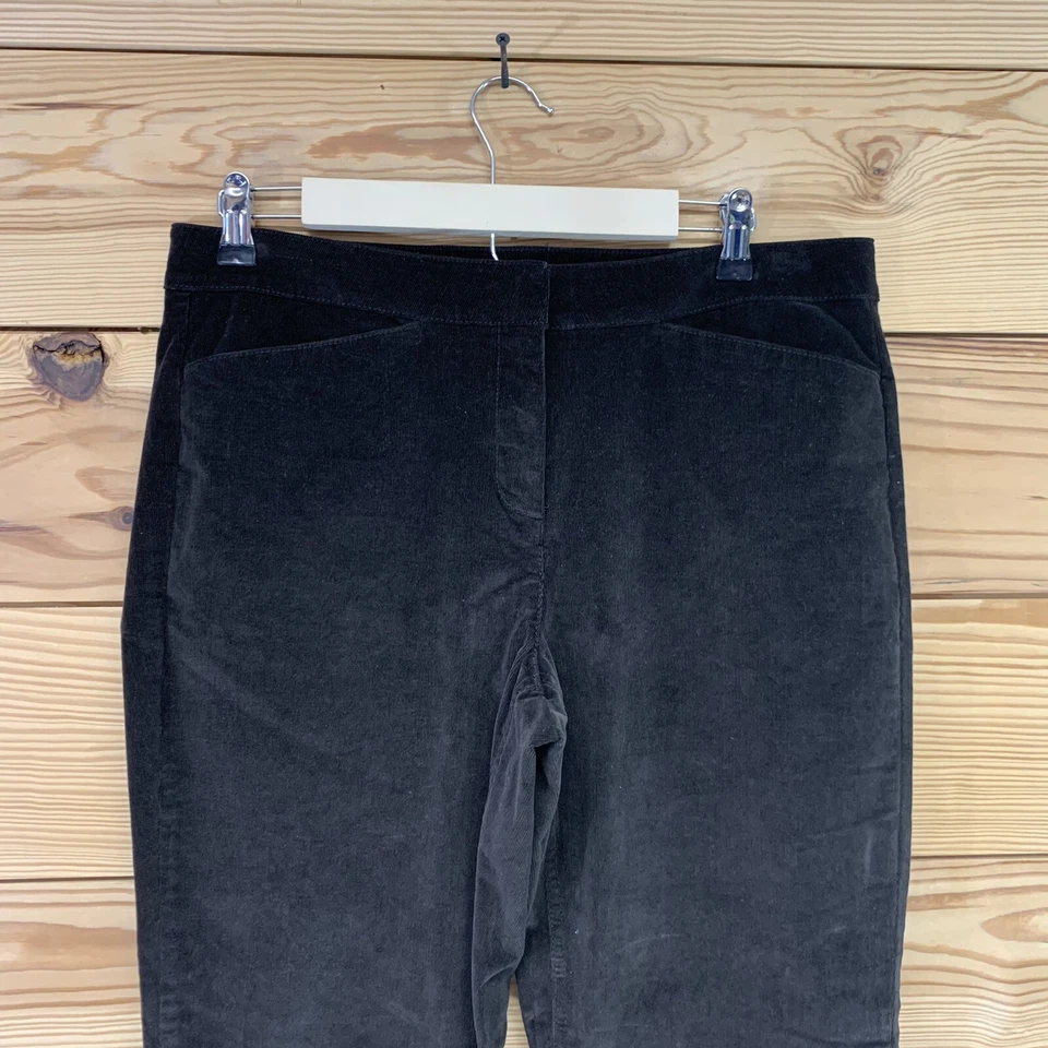 Pantalones de pana J. Jill 10 marrón pierna recta algodón elástico frente plano B57 Foto 3 de 4