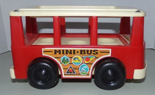Vintage Fisher-Price Little People Play Family Mini-Bus Van #141 Bouncing 1969