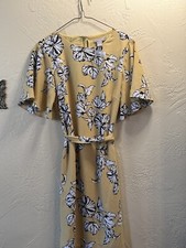 H&M Ladies Floral Fit & Flare Fully Lined Yellow Dress Size 6