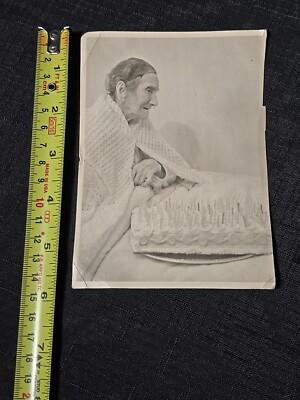100th Birthday Party Aunt Thomasine Penzance Old Woman Cake Candles B&W Photo