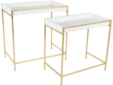 Modern Metal and Wood Deep Console Tables in Gold Modern Glam Style Set of 2