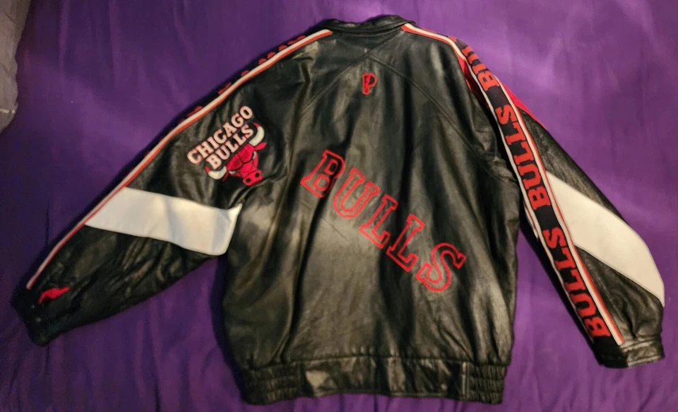Chaqueta de cuero Wilson Pro Player XXLarge de colección rara de la NBA Chicago Bulls para hombre Foto 2 de 3