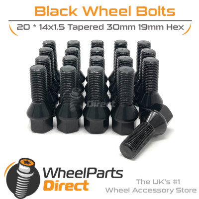 Wheel Bolts (20) 14x1.5 Black for Renault Master [Mk3] 10-22 on Original Wheels