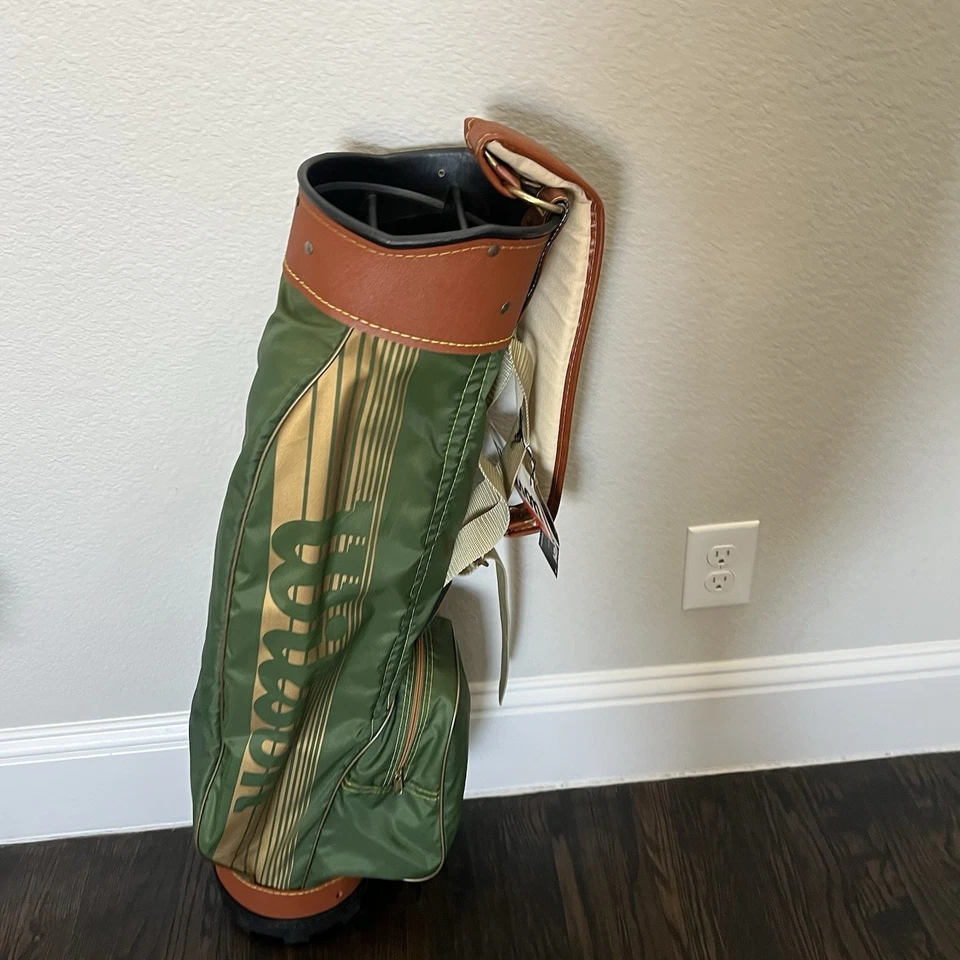NOS VINTAGE WILSON MADE IN USA - GOLF BAG - 3 WAY- VERY RARE- LEATHER & GREEN - Image 2 of 4