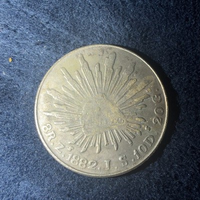 1882 Republica Mexicana Coin 8R.Z.1882.J.S.10D.20G Silver Coin