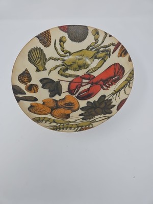 Vintage 1960s Fiberglass Artmor Salad Bowl Shellfish Lobster Crab Shrimp Clams