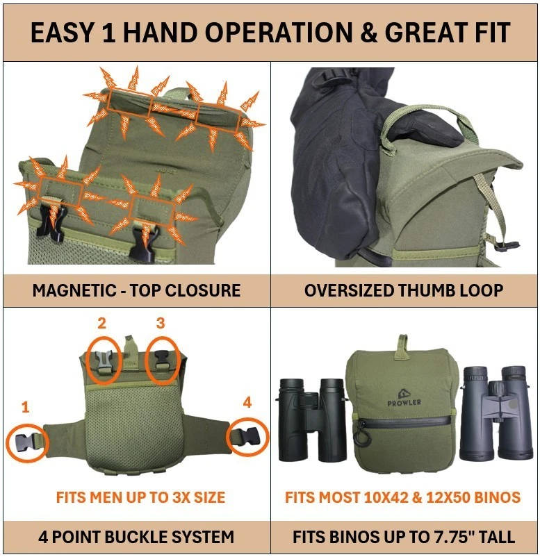 PROWLER — бинокль, комплект направляющих для груди — оливковый — подходит для биносов 12x50 - Изображение 4 из 4