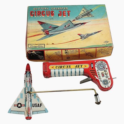 Vintage T.N. Nomura (Cragstan) Battery Operated Circus Jet with Trigger & Box