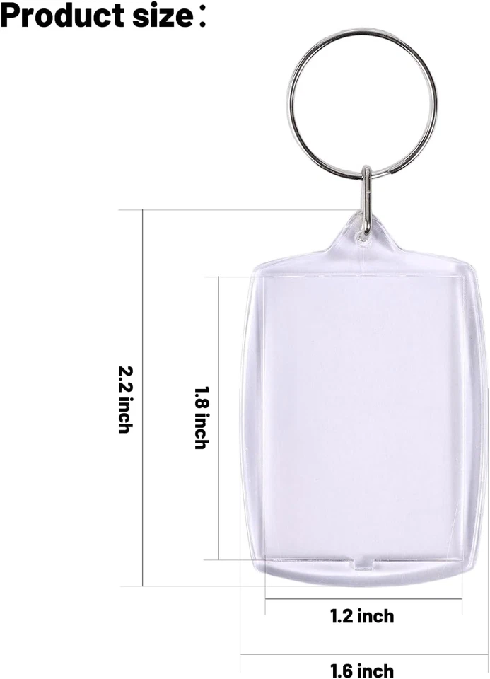 30Pcs Clear Acrylic Pendant Keychain Frame, Rectangle Photo Insert Holders - Image 2 of 4