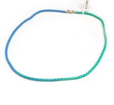 David Yurman 4mm Blue Green Ombre Box Chain Necklace 22" Steel Silver New Unisex