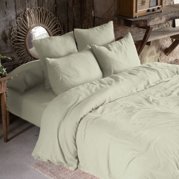 Housse de couette 220x240 en gaze de coton de qualité supérieure vert d'eau