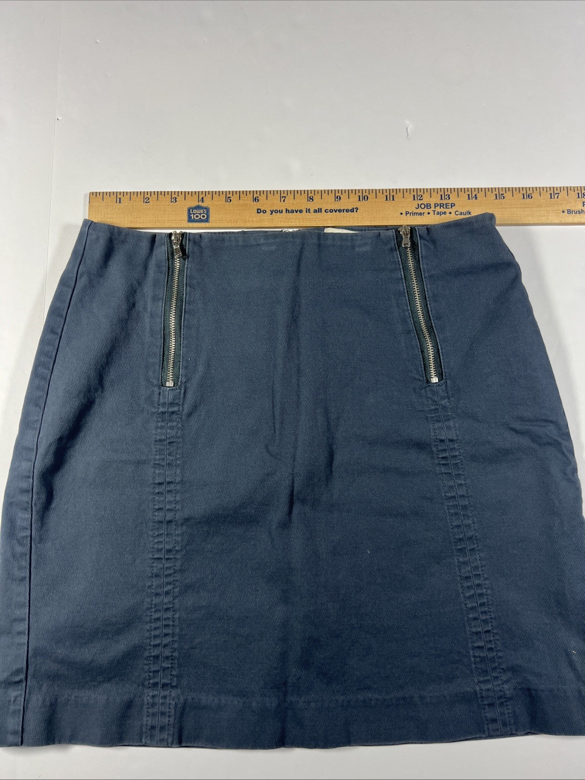 Loft Solid Blue Double Front Zip Shift Skirt Wome… - image 6