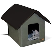 K H Outdoor Heated Kitty House 19Lx22W Color Olive