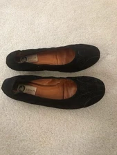 Lanvin Black Embossed Suede Flats