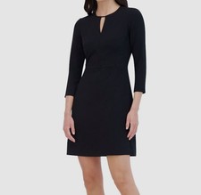 Eliza J Women's Black 3/4-Sleeve Keyhole-Neck Mini A-Line Dress Size 14