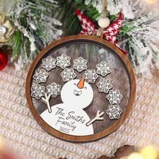 Snowman Family Ornament Custom Names Christmas Keepsake Grandchildren Names Gift