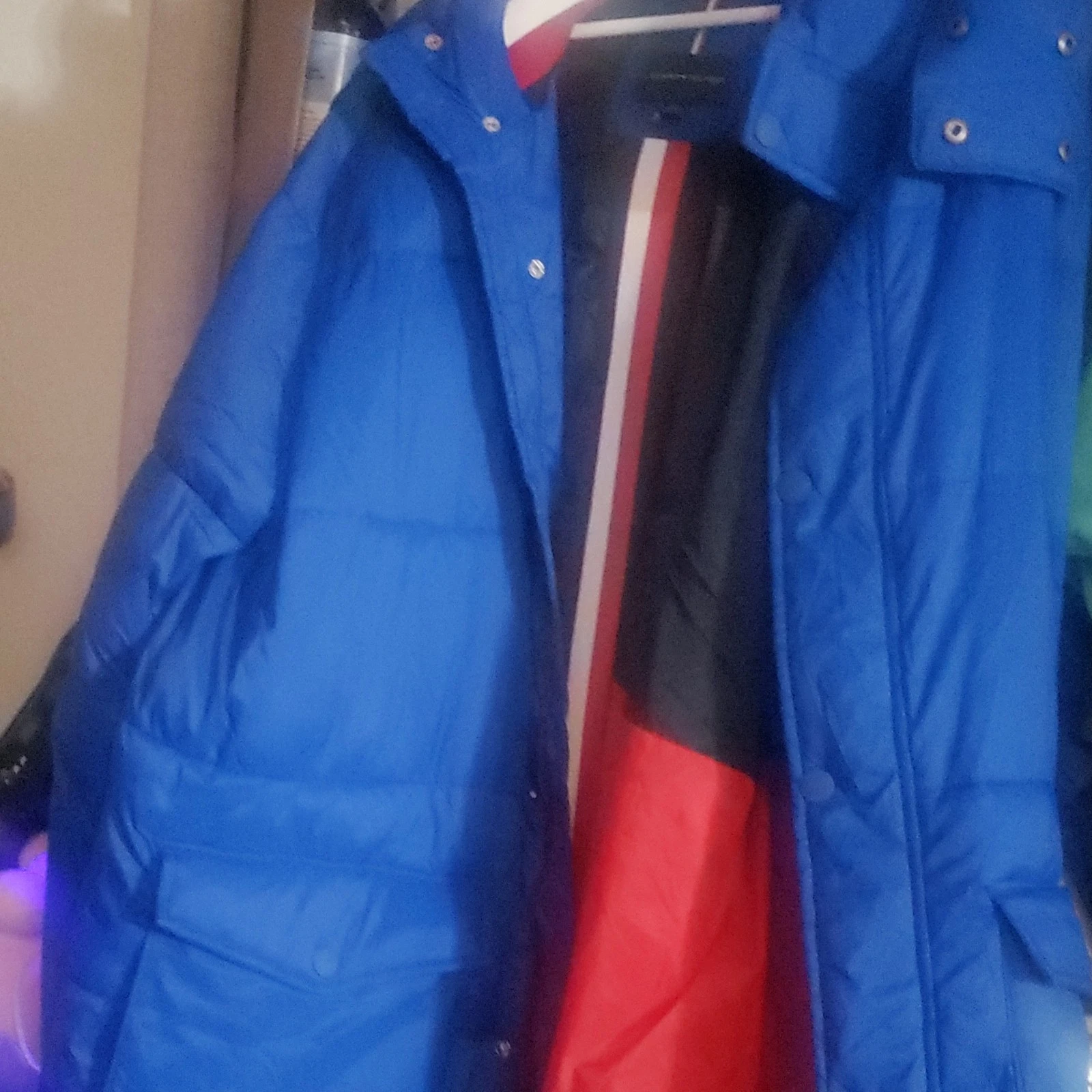 Tommy Hilfiger Men’s Blue Hooded Puffer Jacket Stand-Up Collar Snap Size 3XL