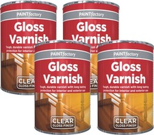 4 x 300ML GLOSS VARNISH TIN GLOSS FINISH INTERIOR EXTERIOR WOOD METAL CONCRETE
