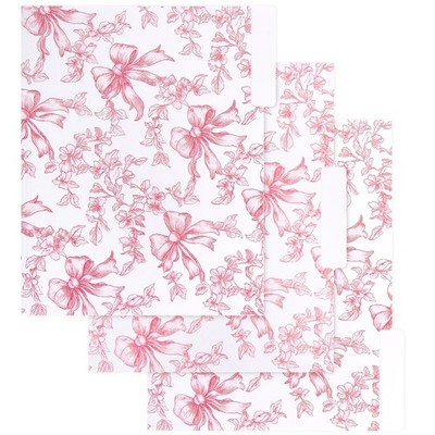 12 PCS Pink Bow Floral Decorative Letter Size 9.5x11.5 Inch File Folders Tab
