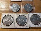 🍁 Canada 1950,52,53,55,56 Circulated Silver Dollar --5 Total