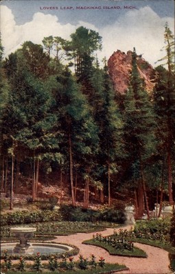 Lovers Leap Mackinac Island Michigan vintage postcard s895