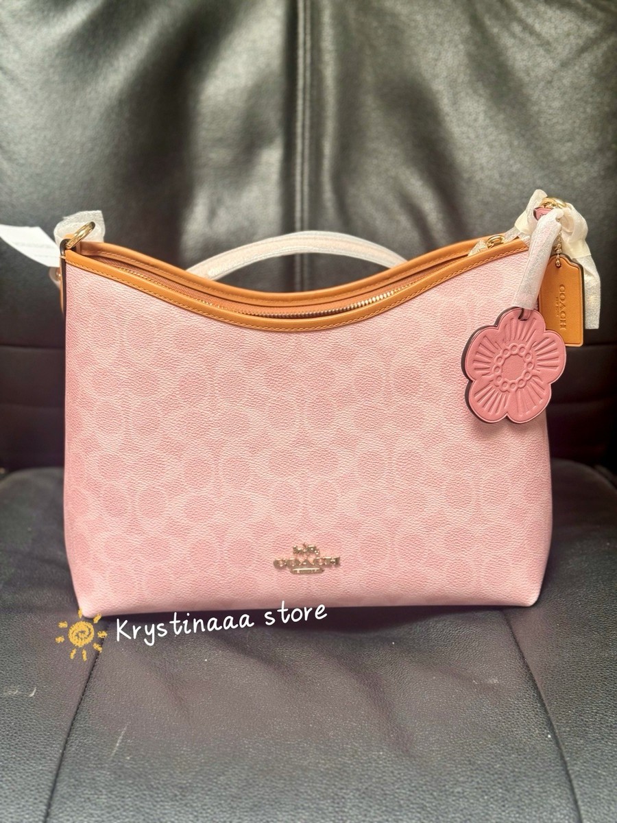 NWT Coach Gold/Powder Pink Laurel Shoulder Bag With Charms CEL12