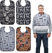 4 Pcs Adult Bibs For Men Washable, Reusable Adult, Gray....