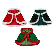 Christmas Hooded Cape Cloak Short Shawl Xmas Party Festival Cosplay Prop Costume