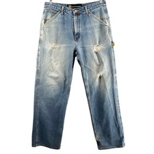 Vtg 90s Nautica Carpenter Distressed Jean 34x34 32 Baggy Loose Y2K Skater Denim