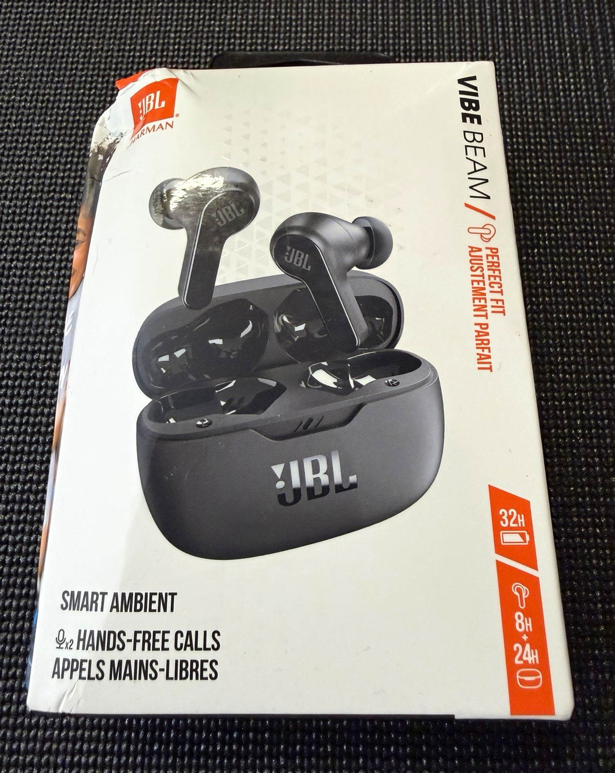 JBL Vibe Beam True Wireless Bluetooth In-Ear Earbuds Mic Touch Black