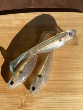 5” G Swim Bait Soft Plastic,Clear Belly, Gold Vein,Smoke Top with Color Shift 