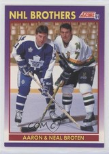 1991-92 Score American NHL Brothers Aaron Broten Neal Broten #307 kq9