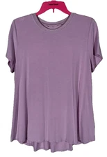 H by Halston Essentials Violet Crew-Neck Top w/ Shirttail Hem Size M A353390