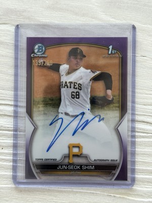 2023 Bowman Chrome Jun-Seok Shim Auto 1st Purple Refractor /250  Pirates Stud