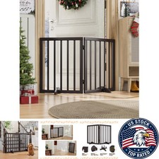 No-Install Pet Gate: 24-Inch Freestanding Wooden 2 Panel Dog Gate for Indoor Use