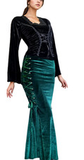 Jupe Maxi Corsage Velours Victorienne Gothique Sirène Verte Taille 36/38