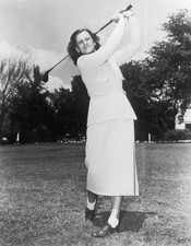 American golfer Mildred Babe Didrikson Zaharias swinging a golf clu- Old Photo