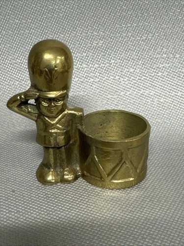 Enesco Vintage Brass Toy Soldier Drummer Boy Votive Candle Holder