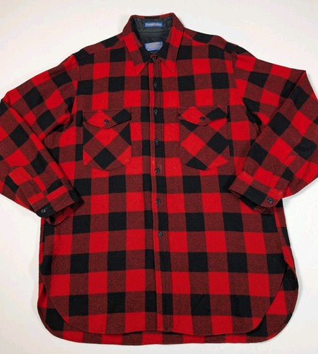 Vintage Pendleton Board Shirt Flannel Buffalo Plaid Wool Late 60's-70s Men's XL - Picture 1 of 9