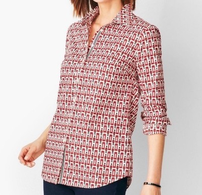 Talbots British Royal Guard/Phone Booth Button Down Blouse XL Petite EUC 