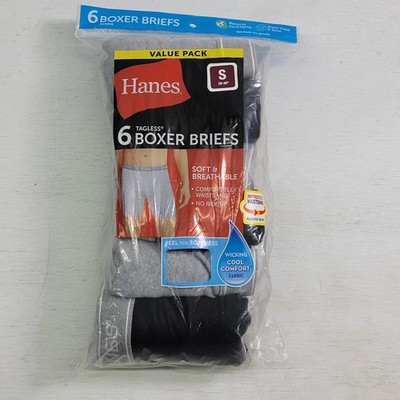Hanes Value Pack Men's Size S Tagless Boxer Briefs 6 Pack Soft & Breathable New