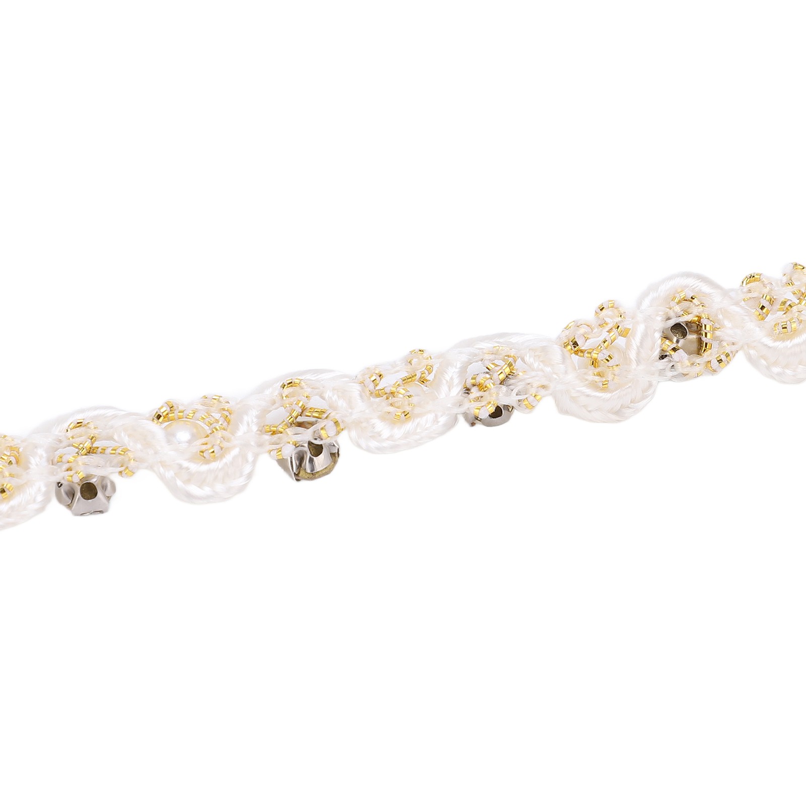 ⁺Rhinestone Ribbon 5 Yard Pearl Crystal S Shaped Sparkling Lace Strip Clothing