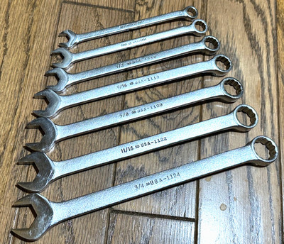  VTG Wright Tools SAE 3/8  - 3/4'' Wrench Set Combo Open Box Lot USA 12 Point