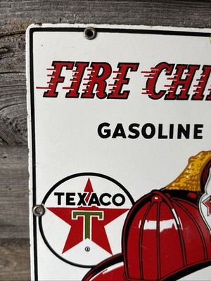 Vintage Porcelain Texaco Sign Gas Pump Fire Chief Pump Plate