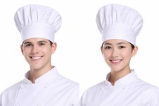 Lot Of 5 White Chef Hats , one Size Fits Most Adjustable Owned Professional Caps